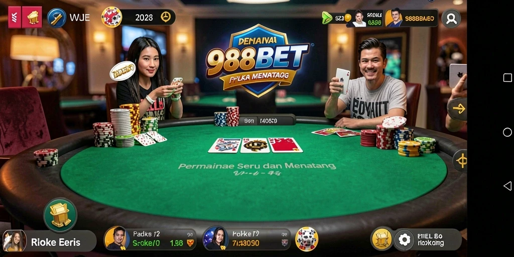 Tampilan permainan Poker yang menarik dan interaktif di 988BET.