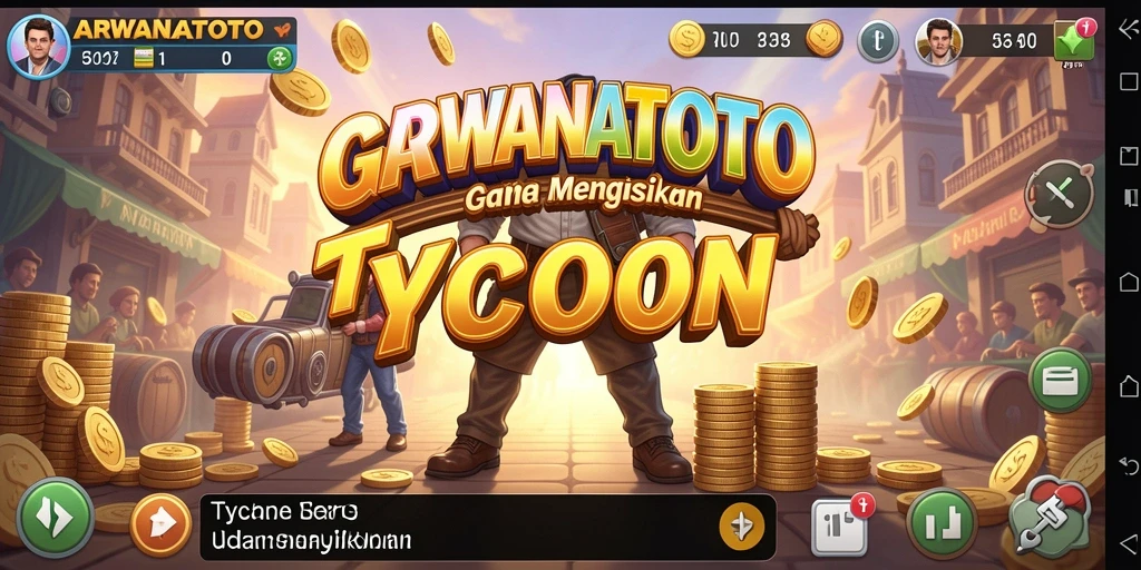 Gameplay ARWANATOTO menampilkan pengalaman seru membangun bisnis Tycoon.