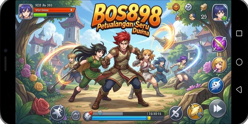 Tangkapan layar menunjukkan pertarungan epik karakter anime di BOS898.