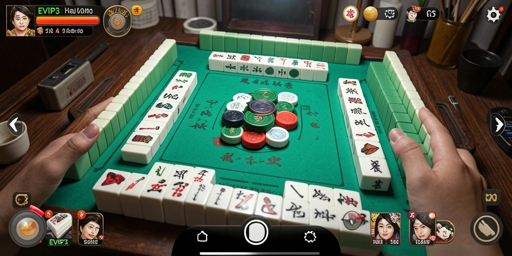 Tampilan utama permainan Mahjong EVIP3 yang menarik dan penuh warna.