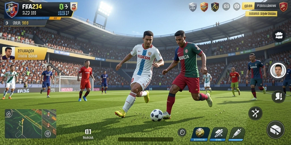 Tampilan gameplay FIFA234 yang seru dan mendebarkan dalam petualangan sepak bola.