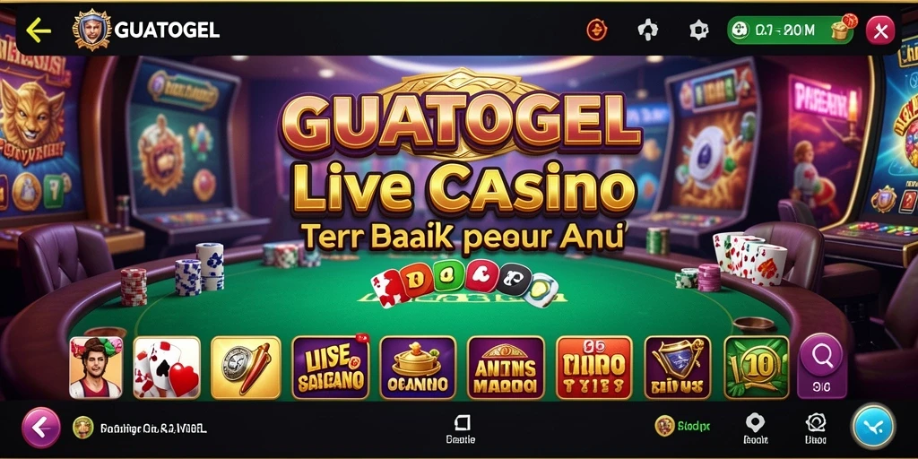 Screenshot GUATOGEL menampilkan dealer profesional di meja permainan Live Casino.