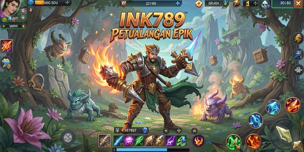 Screenshot gameplay INK789 menunjukkan pertarungan epik yang seru.