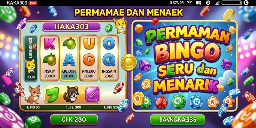 Screenshot KAKA303 menampilkan gameplay Bingo yang seru dan interaktif.