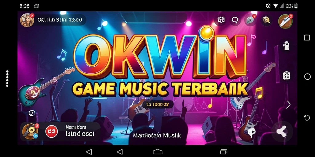 Tangkapan layar utama OKWIN menampilkan gameplay musik yang mengasyikkan.