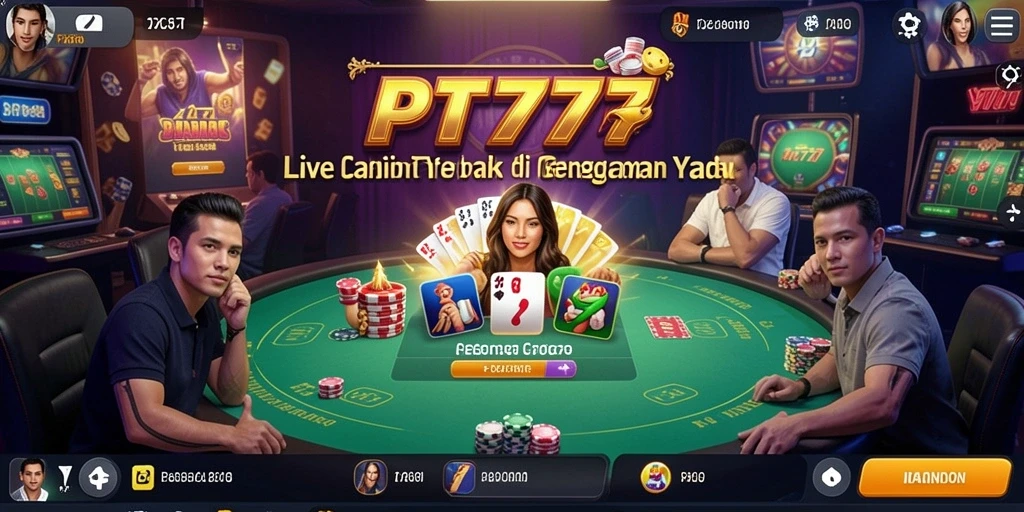 Tampilan permainan Live Casino yang mendebarkan di PT777.