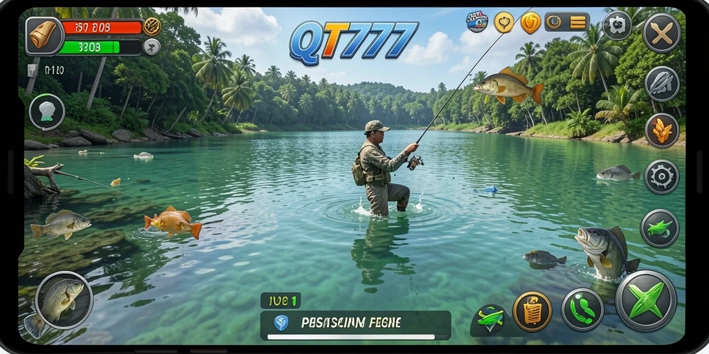 Tampilan gameplay QT777 dengan aksi memancing yang menarik.
