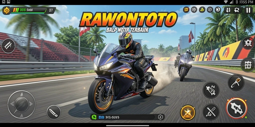 Gameplay menegangkan dan seru di RAWONTOTO saat balapan.