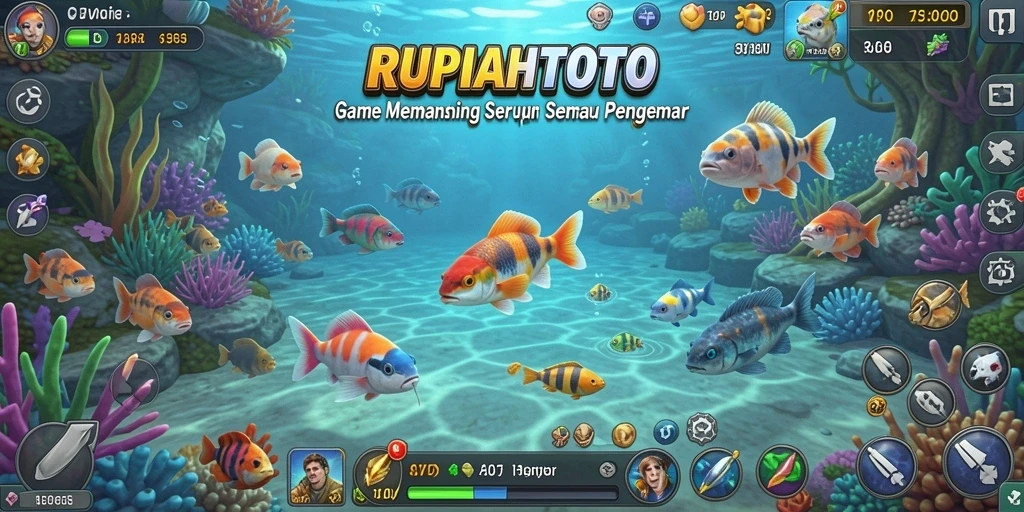 Screenshot utama RUPIAHTOTO yang menunjukkan serunya gameplay memancing.
