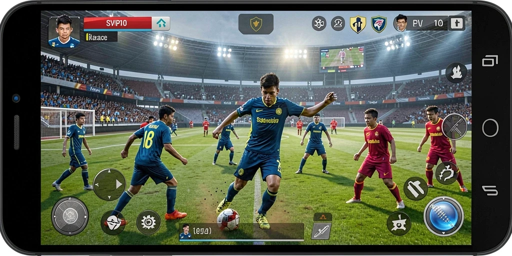 Tampilan gameplay <strong>SVIP10</strong> yang mendebarkan saat pertandingan sepak bola.