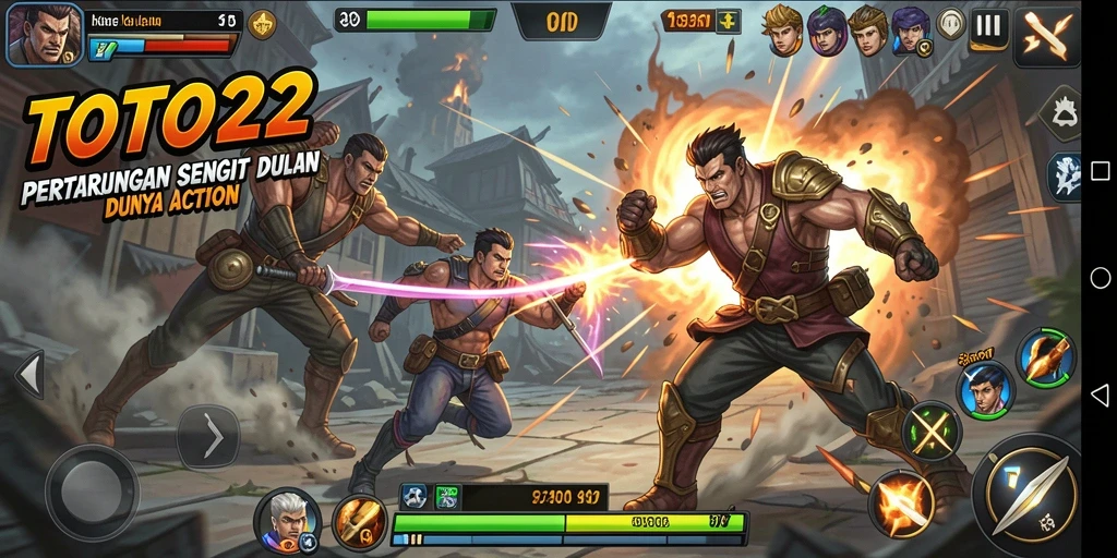 Screenshot gameplay TOTO22 menampilkan aksi pertarungan yang mendebarkan.